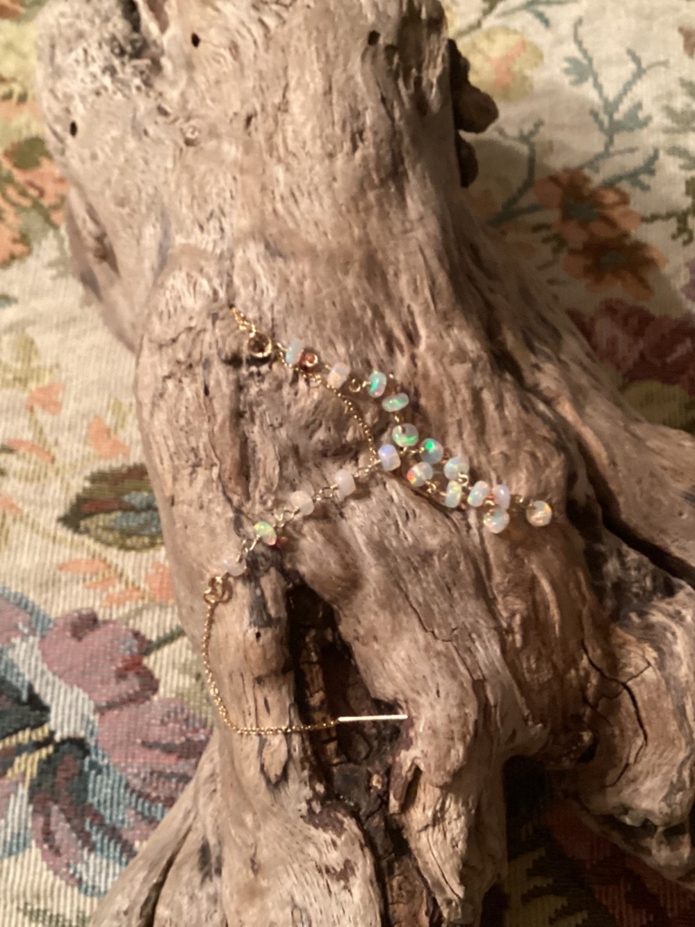 Ethiopian Welo Fire Opal Gold Threader Earrings Threaders